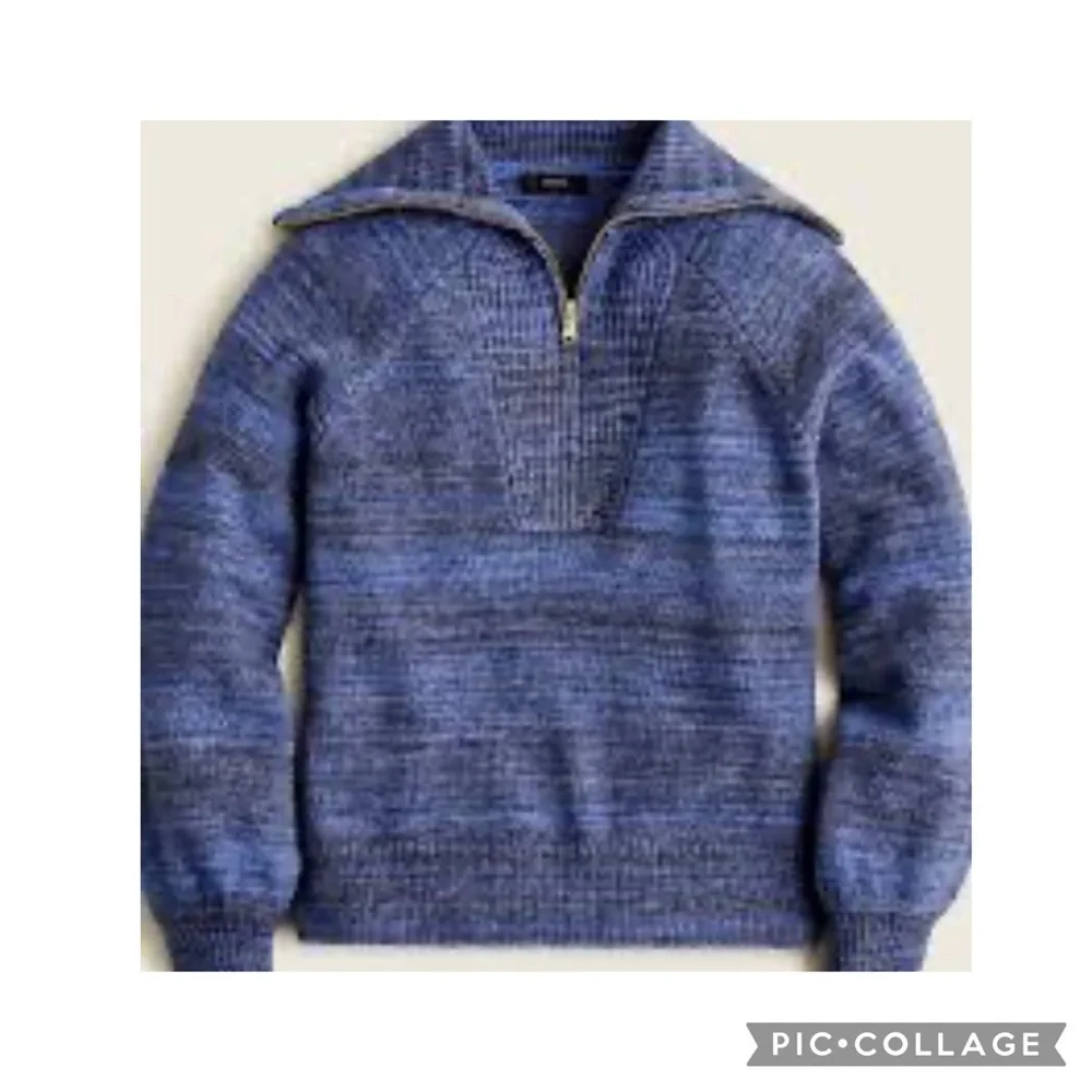 J.Crew Space-Dyed Half-Zip Merino Wool Cashmere Sweater Blue Size M